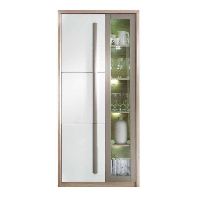 ROMA -  Armoire vitrine lumière LED 3 portes battantes - 90x194 cm