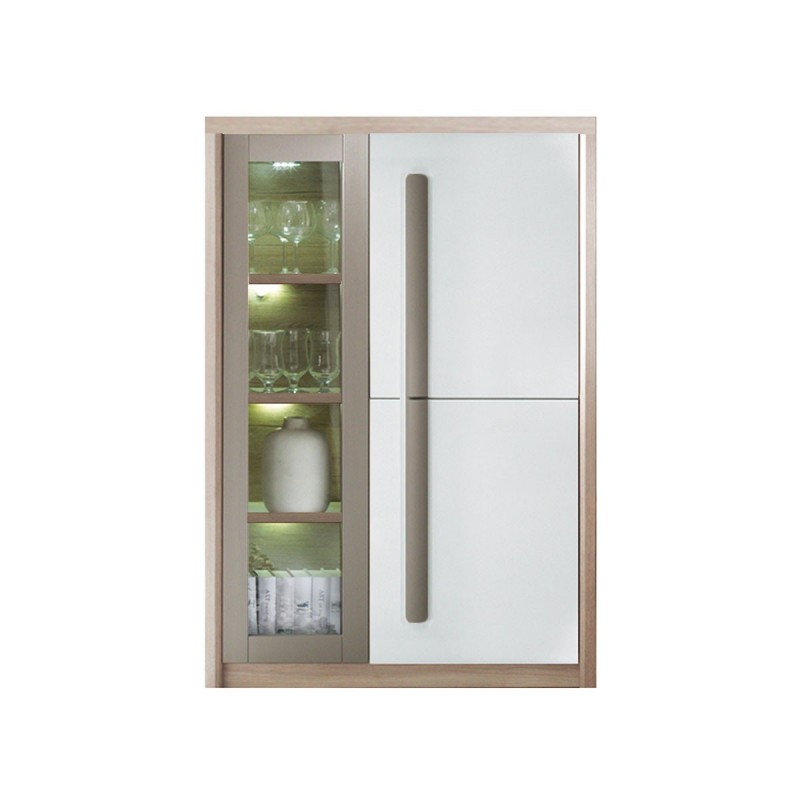 ROMA -  Armoire vitrine lumière LED 2 portes battantes - 90x130 cm